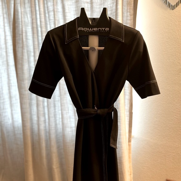 Size small, wrap dress. Black with white stitch trim on sleeves/hem of skirt. - Picture 1 of 3